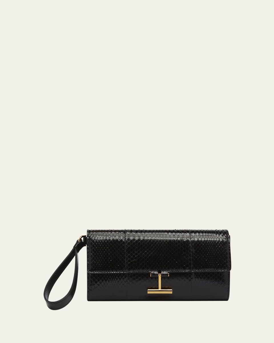 Tara Pouch Wristlet in Snake-Embossed Leather